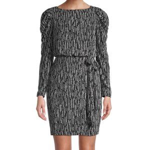 NWT Aidan Mattox Metallic Knit Puff Long Sleeve Sparkly Formal Dress - Size 12